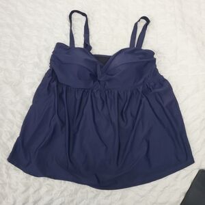 Navy Blue Swim Tank with Twist Front Plus Size 3X